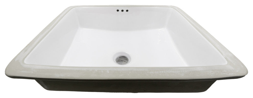 NP-U193911 ShallowRectangular Undermount Porcelain Sink w/ OverflowDrain Options, Chrome