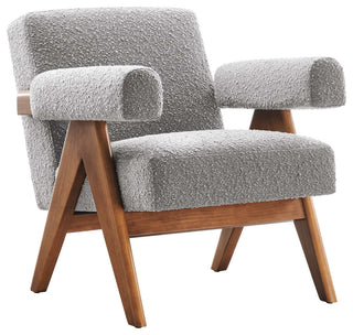 Lyra Boucle Fabric Armchair, Light Gray