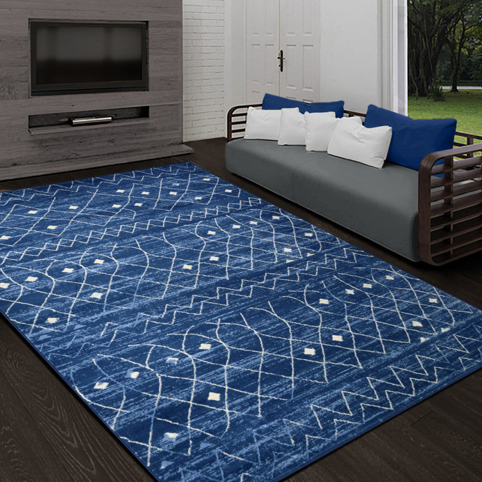 Traditional Accent Rug, Space Blue, 6'11"x4'11"