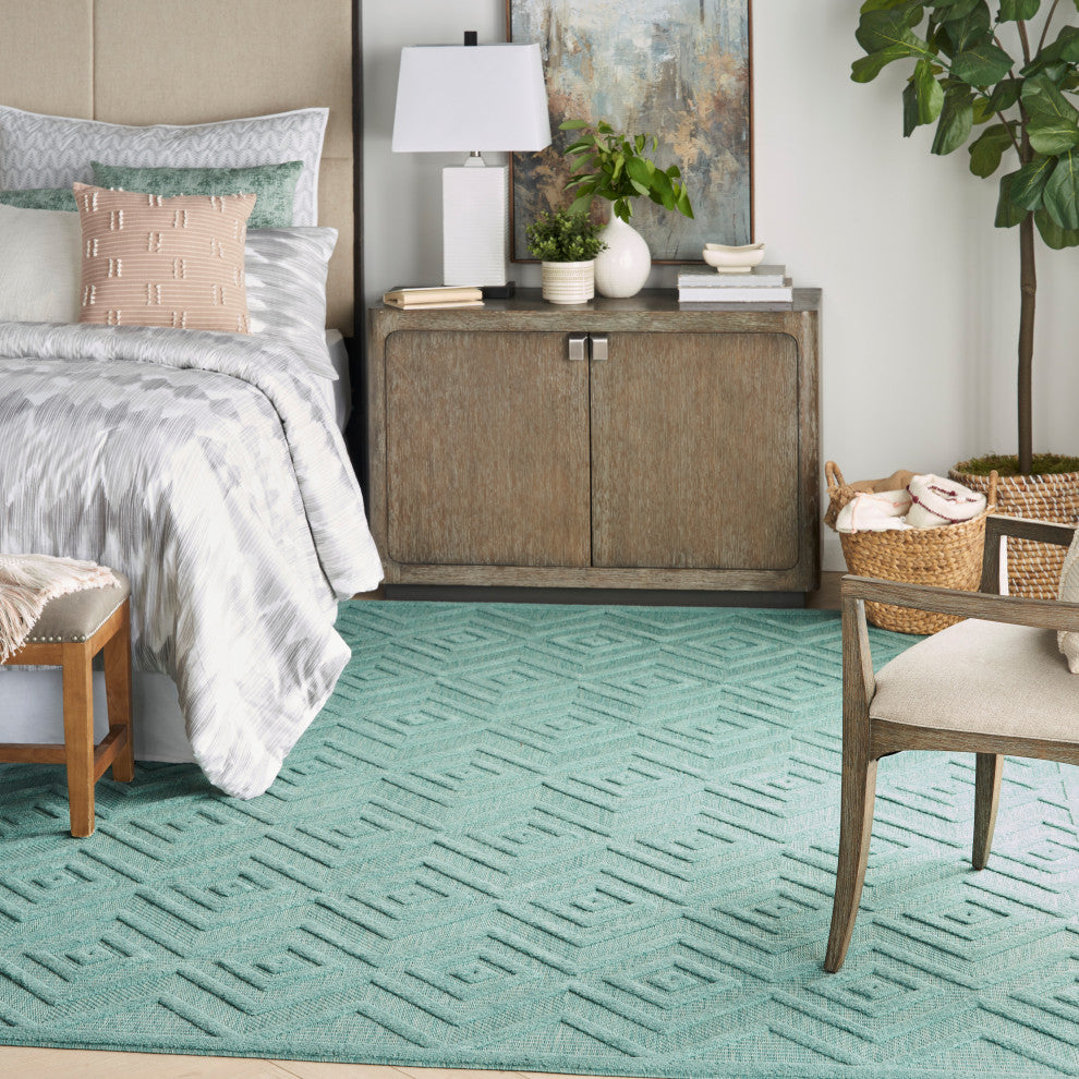 Nourison Versatile 8' x 10' Aqua/Teal Modern Area Rug