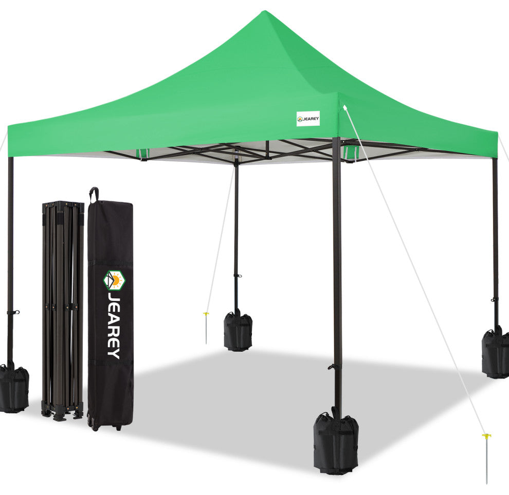 JEAREY Pop Up Canopy Tent, Outdoor Canopy, 4 Sand Bags, Dark Green, 12x12ft