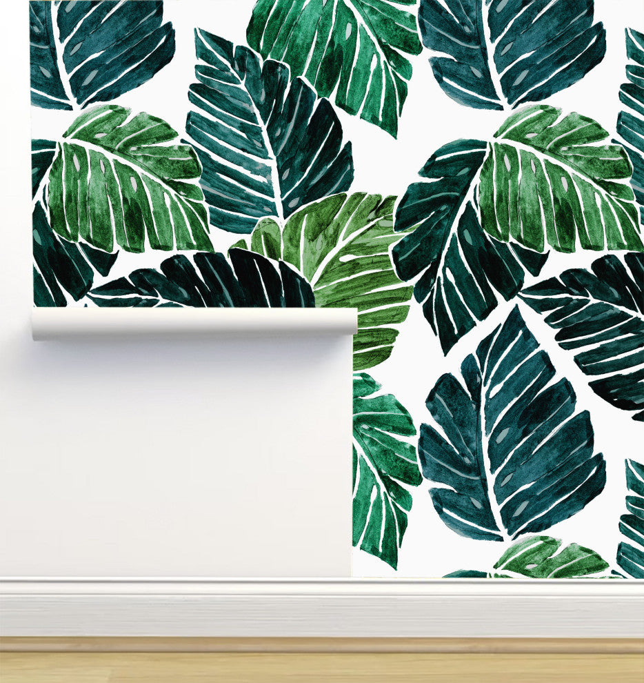 Monstera Leaves Wallpaper, Sample 12"x8"