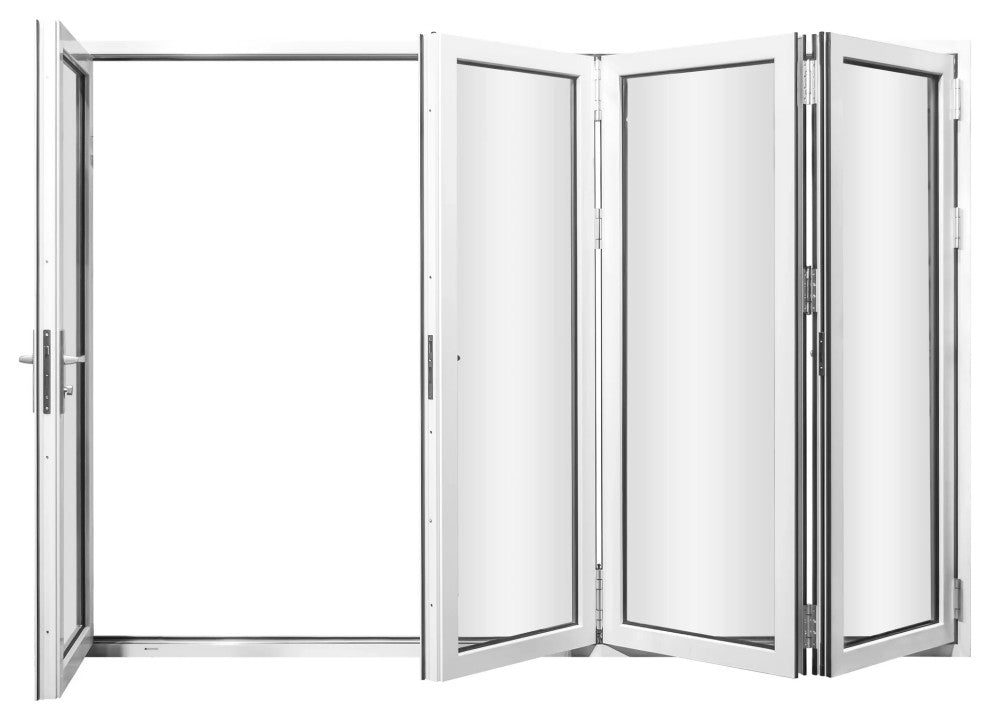 Patio Bi-Fold Door Open Left to Right 120"x80", White Color, Low E Glass