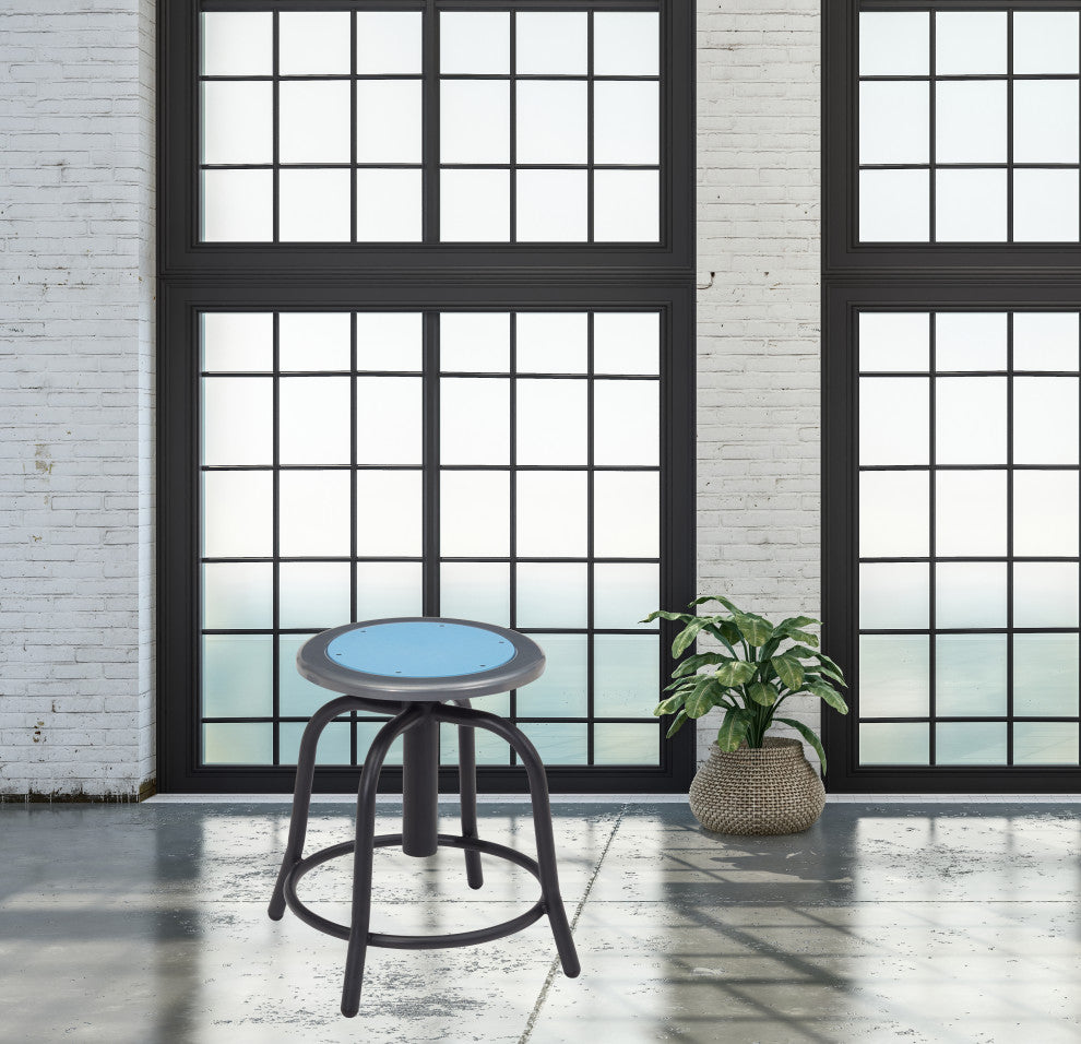 NPS 18-24" Height Adjustable Swivel Stool, Blueberry Seat and Black Frame