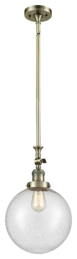 X-Large Beacon 1-Light Mini Pendant, Antique Brass, Seedy