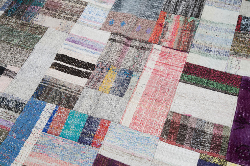 Rug N Carpet - Handmade Turkish 6' 10'' x 10' 0'' Vintage Patchwork Kilim Rug