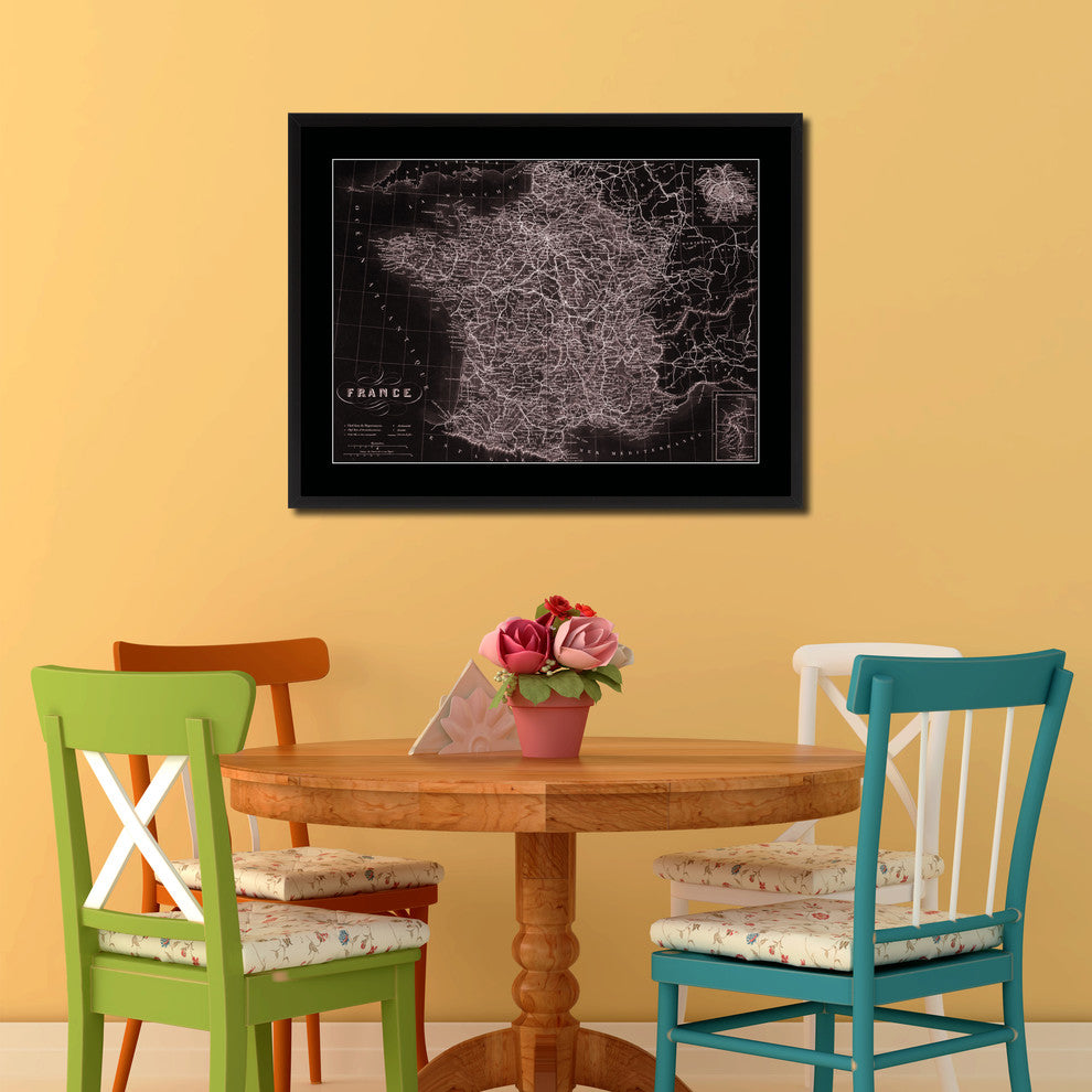 France Paris Vintage Vivid Sepia Map Canvas, 16"x21"