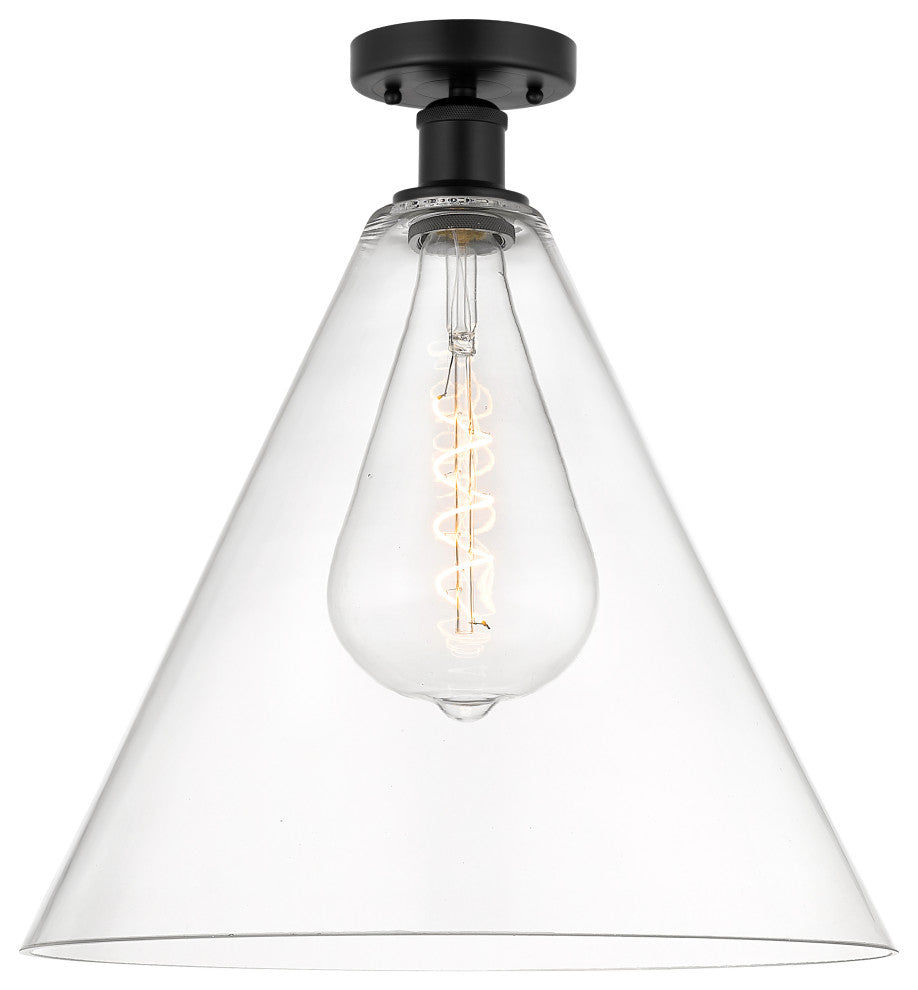 Innovations 616-1F-BK-GBC-162 Berkshire 1 Light Semi-Flush Mount, Matte Black