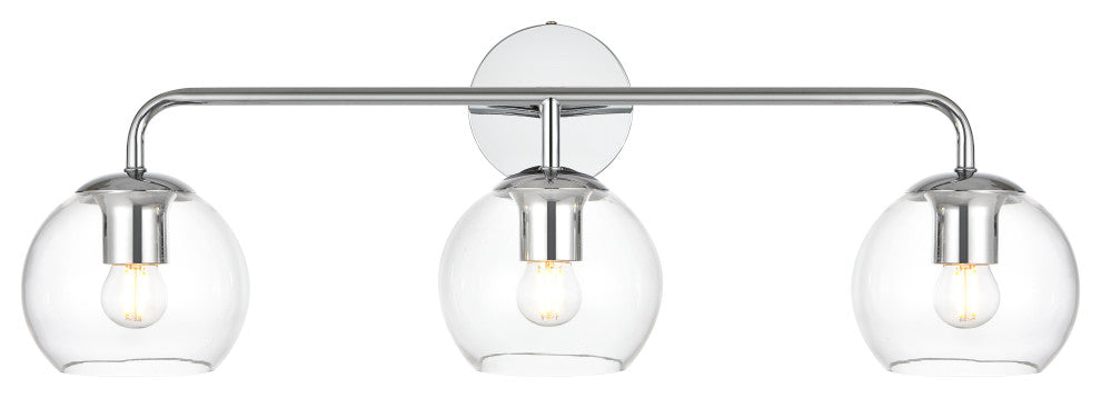 3 Light Chrome And Clear Bath Sconce