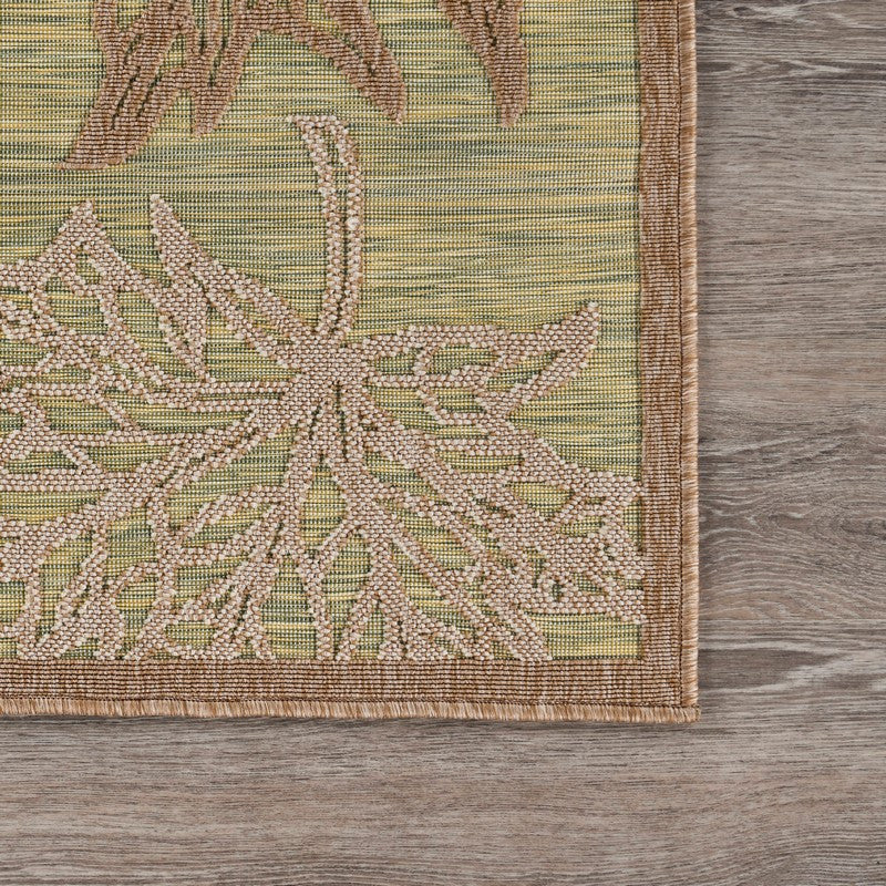 8'x10' Tan Maple Leaf Indoor/Outdoor Area Rug