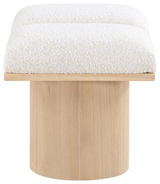 Pavilion Boucle Fabric Upholstered 2-Piece Modular Bench, Cream, Natural Finish