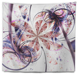 Blue Pink Fractal Flower Pattern Abstract Wall Tapestry, 60"x50"
