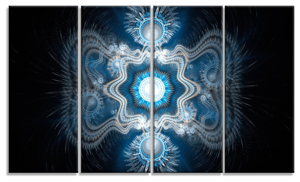 Cabalistic Clear Blue Texture, Abstract Canvas Art Print, 48"x28", 4 Panels