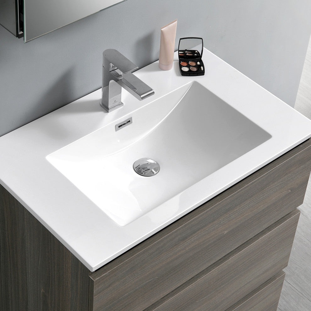 Fresca Lazzaro 30" Gray Wood Cabinet With Integrated Sink