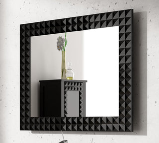Diamond Wall Framed Mirror, Black, 40"