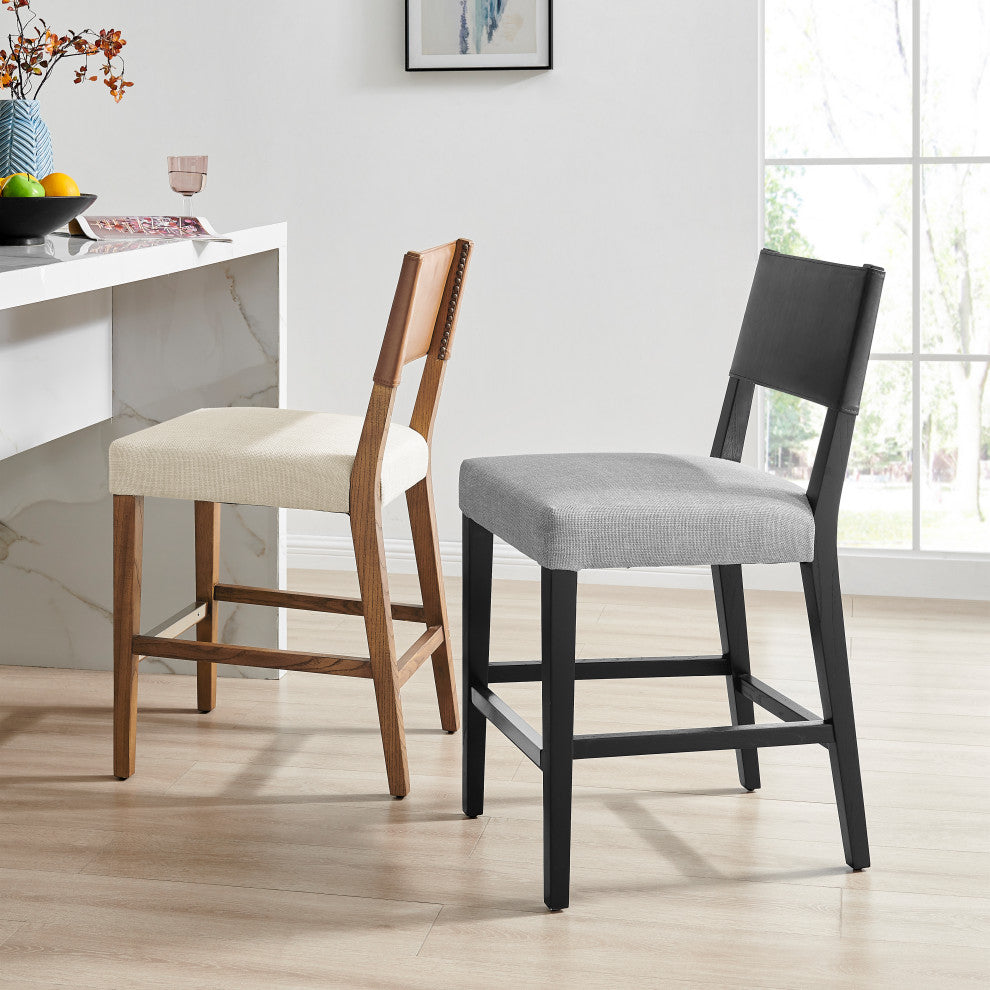 Kylo PU/Fabric Counter Stool, Borneo Black/Meridien Gray
