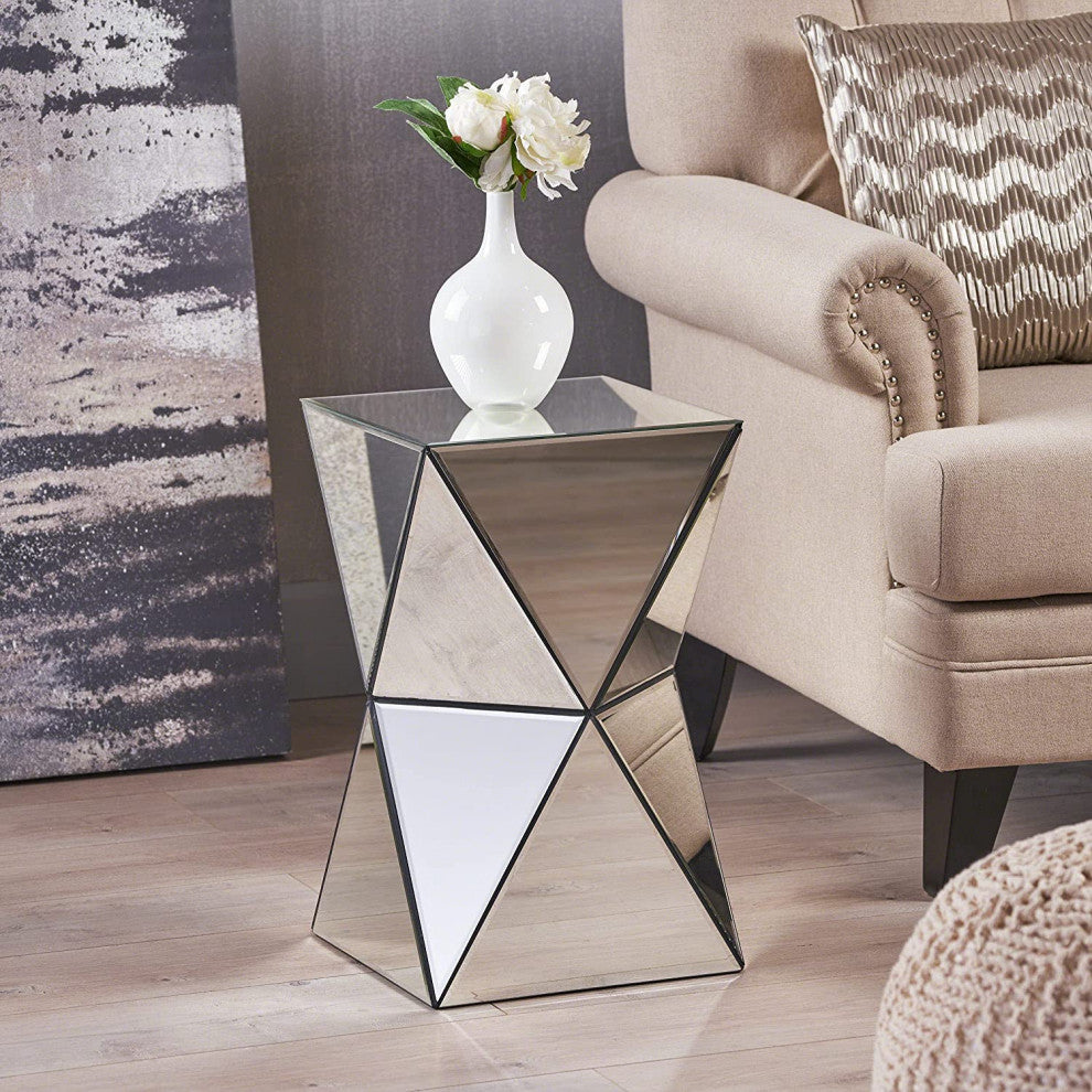 Mirrored Side Table, Clear / Mirror