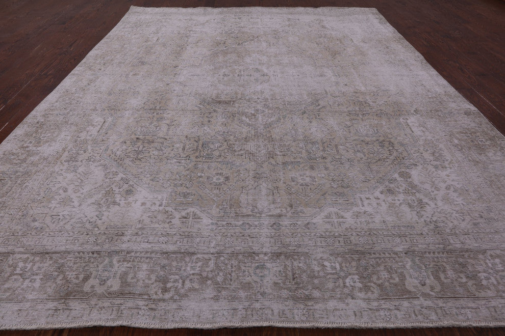 9' 9" X 12' 1" Handmade Persian Vintage White Wash Area Rug Q4636