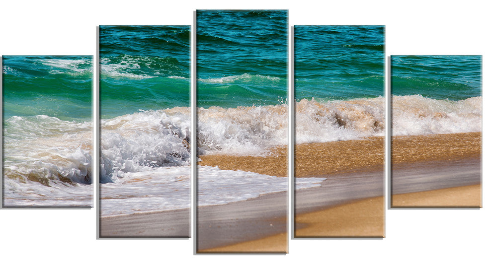 "Typical Atlantic Seashore in Summertime" Seascape Wall Art, 5 Panels, 60"x32"