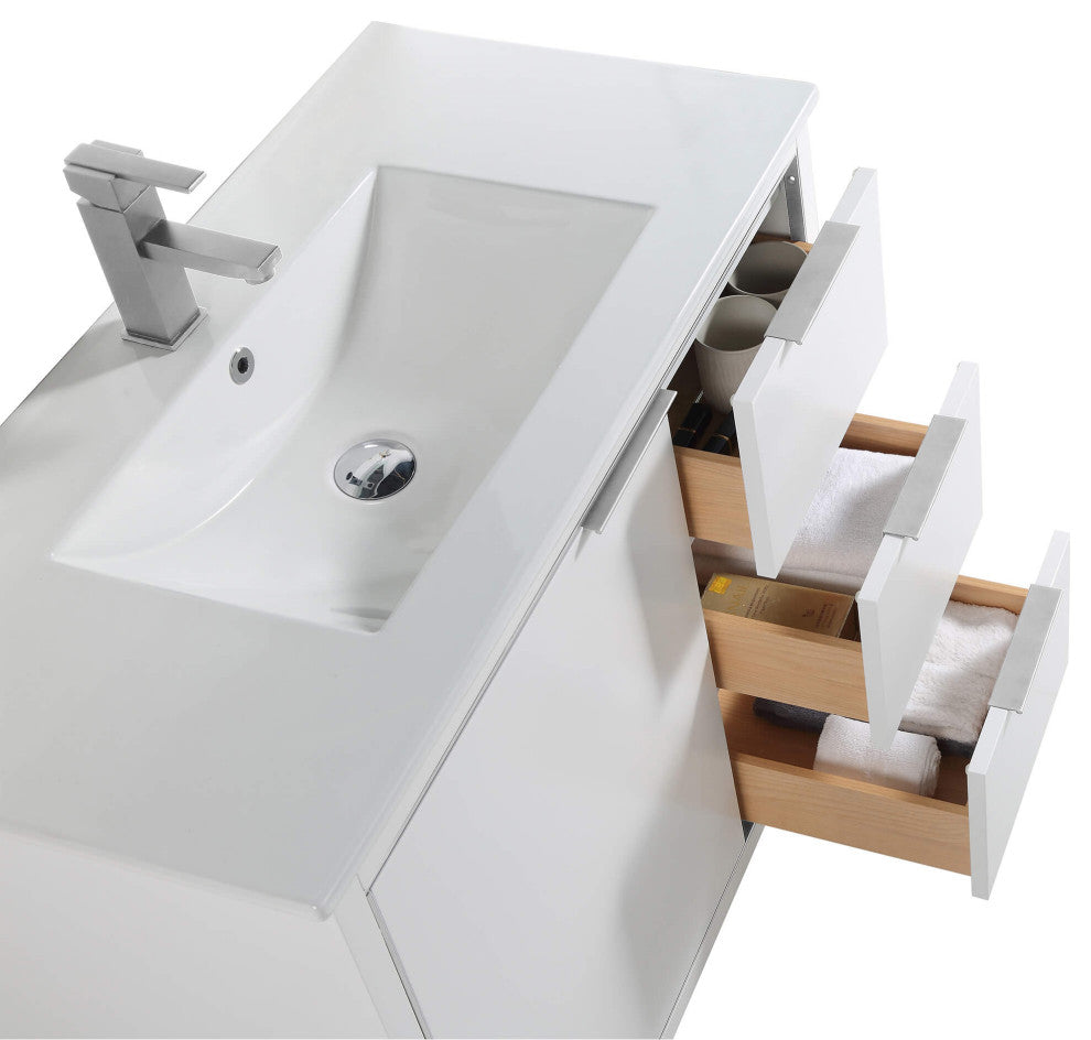 Fine Fixtures Opulence Collection Bathroom Vanity with White Ceramic Sink