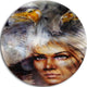 Woman With Flying Eagles, Portrait Round Wall Art, 11"