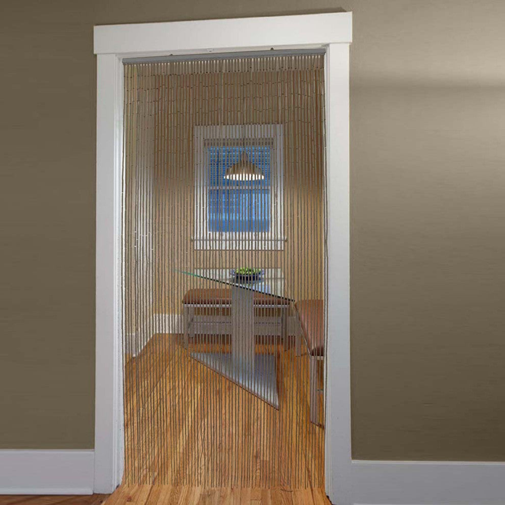 Bamboo Beaded Door Curtain 65 Strings 79" W x 36" W, Grey Taupe