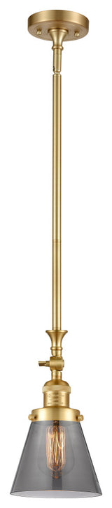 Small Cone 1 Light Mini Pendant, Satin Gold, Plated Smoke