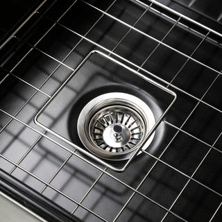 Nantucket 30" Workstation Fireclay Apron Sink Side Drain, Matte Black