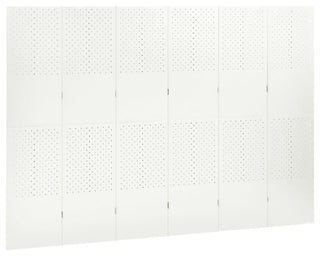 vidaXL Room Divider 6 Panel Freestanding Folding Privacy Screen White Steel