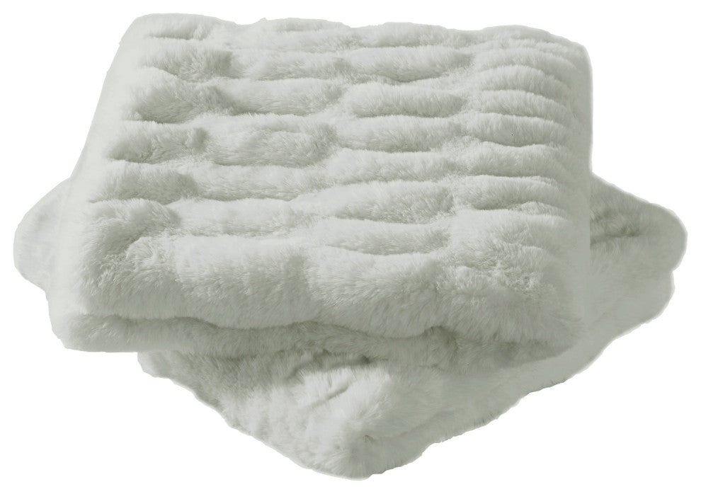 Shar Pei Faux Fur Pillow Shell 2pcs Set, Moonbeam, 14" X 26"