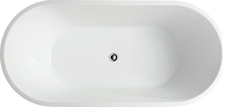 Vanity Art Freestanding Acrylic Bathtub, White, 63"x30"