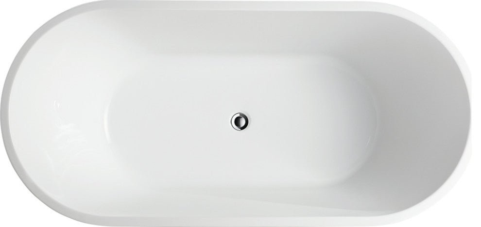 Vanity Art Freestanding Acrylic Bathtub, White, 63"x30"