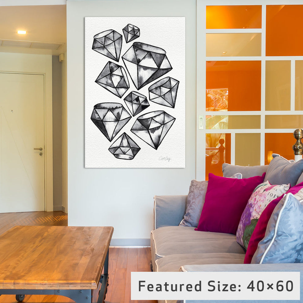 "Black Tattoo Diamonds" Print by Cat Coquillette, 18"x12"x1.5"