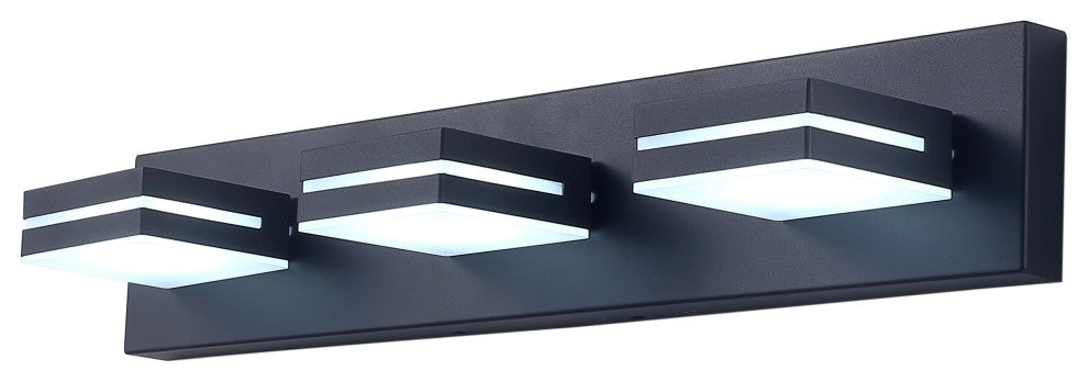 3-Light Wall Light Modern Bathroom Vanity Light, Fine Sand Black
