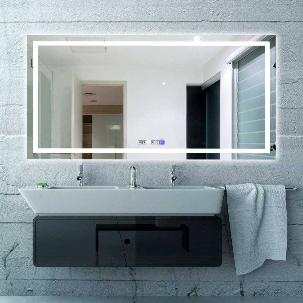 LED Modern Bathroom Frameless Decorative Mirror Wall Mounted, 36"x72", Rectangle
