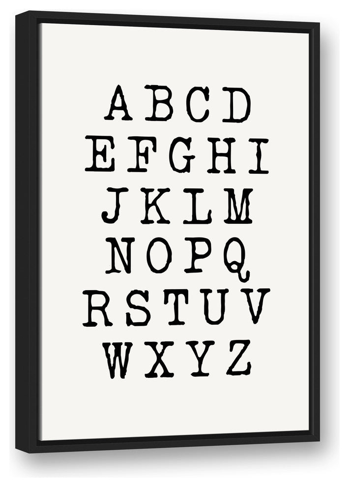 Typewriter Alphabet 16x24 Black Floating Framed Canvas