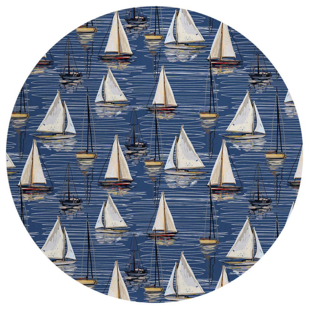 Indoor/Outdoor Harbor HA8 Navy Machine Washable 8' x 8' Round Rug