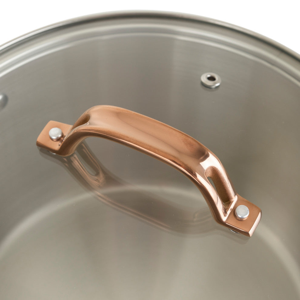 3-Ply 11-Piece Cookware Set, Black With Copper PVD Handle