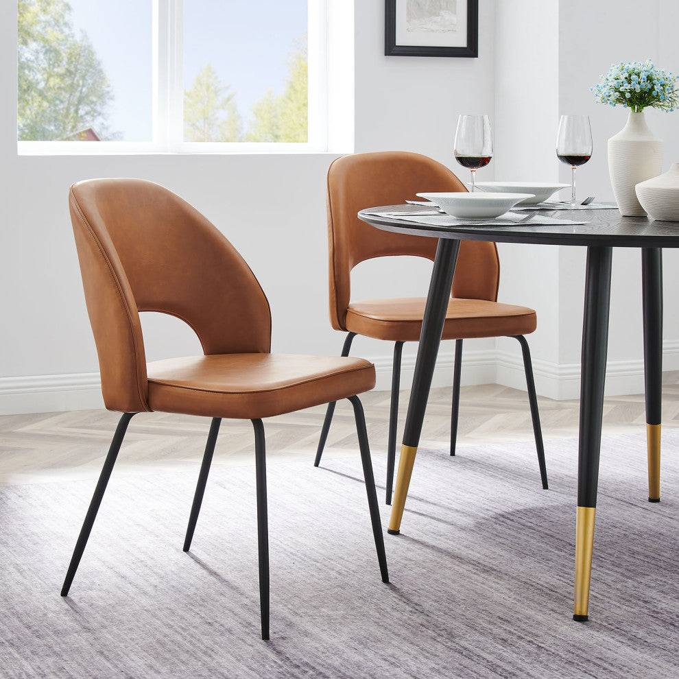 Side Dining Chair, Set of 2, Tan Black, Velvet, Modern, Cafe Bistro Hospitality