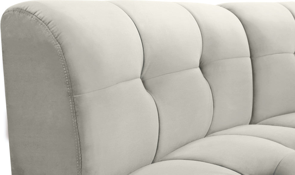 Limitless Velvet Upholstered 4-Piece Modular Sectional, Cream