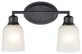 Amberle Collection 2-LIght 15.25" Matte Black Bathroom Vanity Light
