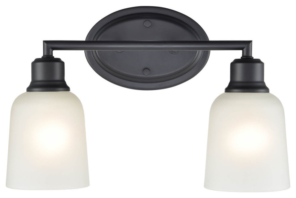 Amberle Collection 2-LIght 15.25" Matte Black Bathroom Vanity Light