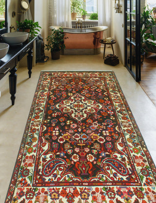 Fine Vintage Distressed Annika Charcoal/Ivory Runner, 4'2 x 9'10