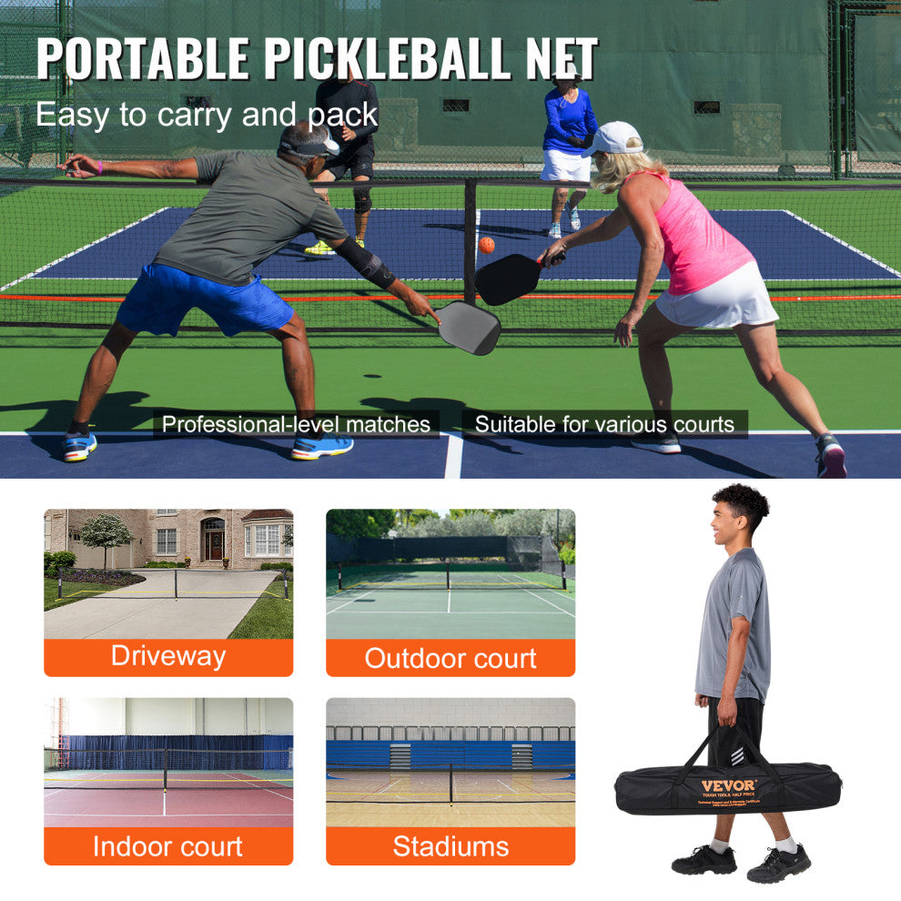 VEVOR 22FT Regulation Size Portable Pickleball Net System with Balls Wheels