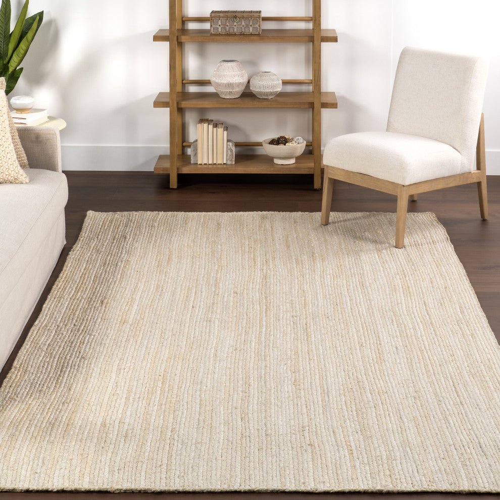 Nuloom Rigo Hand Woven Farmhouse Jute Area Rug, Off White 5'x8'