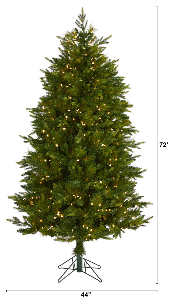 6' Hartford Fir Faux Xmas Tree W/Multifunction Lights  & Bendable Branches