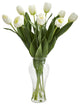 Tulips Artificial Arrangement, Vase, White