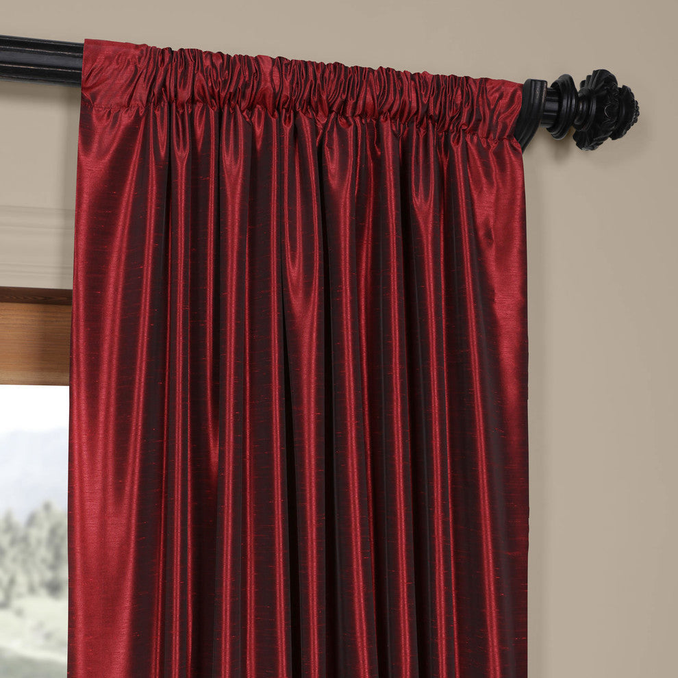 Ruby Vintage Textured FauxDupioni Silk Curtain Single Panel, 50"x120"