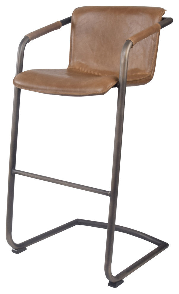 Indy Stool, Set of 2, Antique Cigar Brown, Bar Stool, Faux Leather