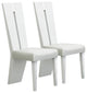 Set of Two Contemporary Sleek High Gloss White Dining Chairs